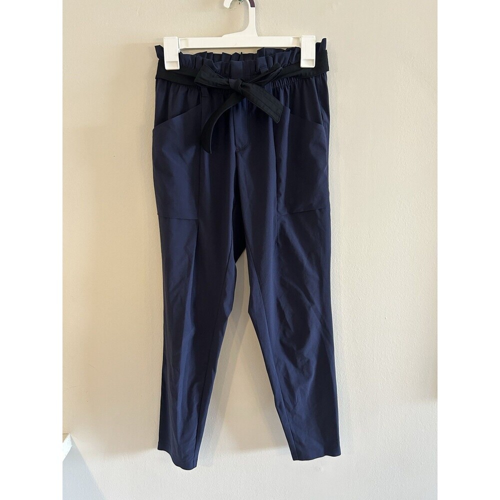 Athleta Skyline Pant Navy Blue Paperbag High Waist Size 0
